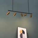 Grote hanglamp met 5 kappen