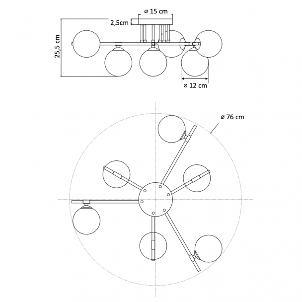 Ultra moderne zwart/gouden plafondlamp