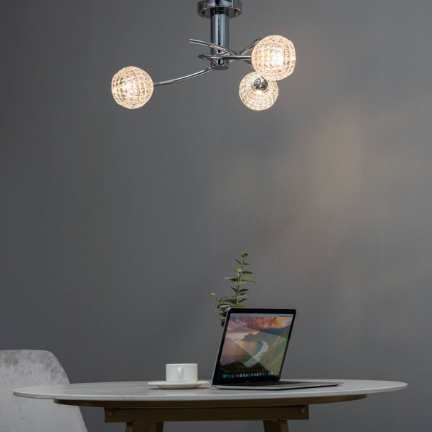 Moderne plafondlamp met 6 transparante glazen