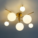 Grote plafondlamp met 6 glazen bollen