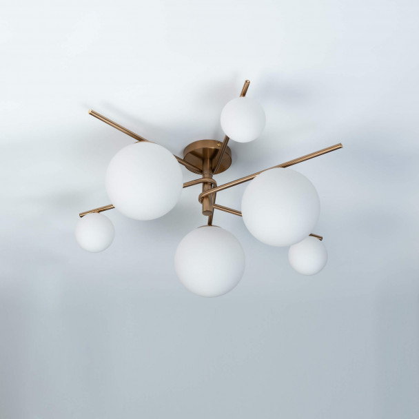 Gouden plafondlamp met 6 armen