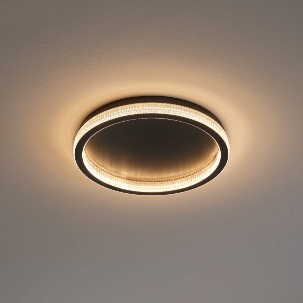 Zwarte dimbare plafondlamp met kristaleffect - Sandy