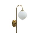 Vintage wandlamp van verguld metaal en wit glas - Oriol
