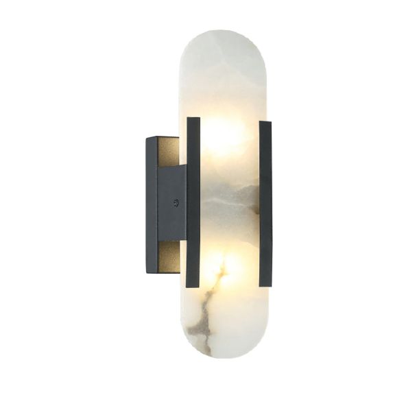 Zwarte alabaster wandlamp voor hal of slaapkamer - Enola