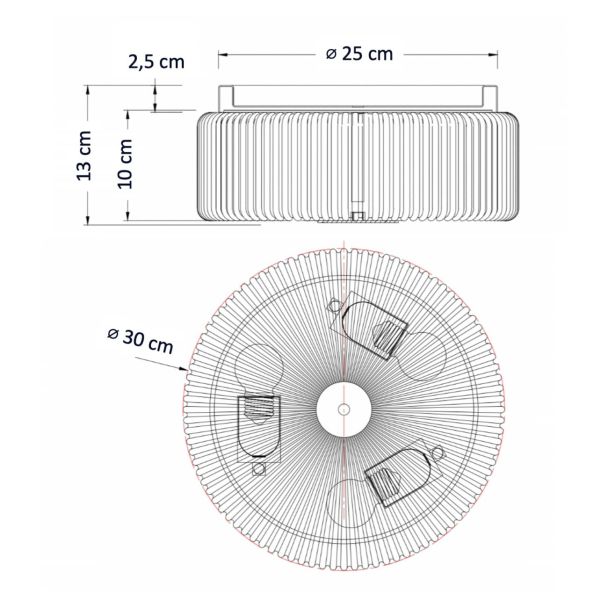 Ronde plafondlamp rookglas voor modern interieur - Paolina