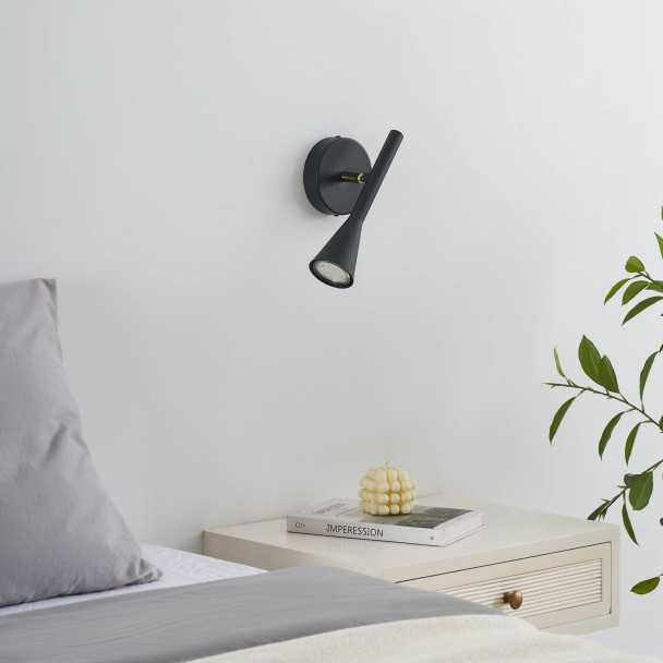 Zwarte wandlamp strak design - Holen