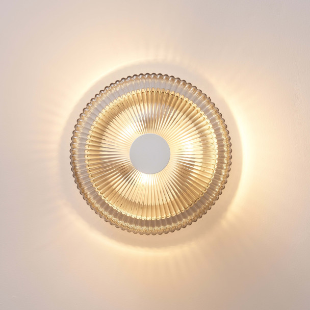 Ronde design plafondlamp rookglas glanzend - Paolina