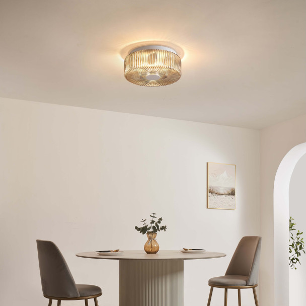 Ronde elegante plafondlamp rookglas - Paolina