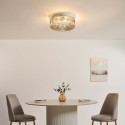 Ronde plafondlamp rookglas geribbeld glas - Paolina