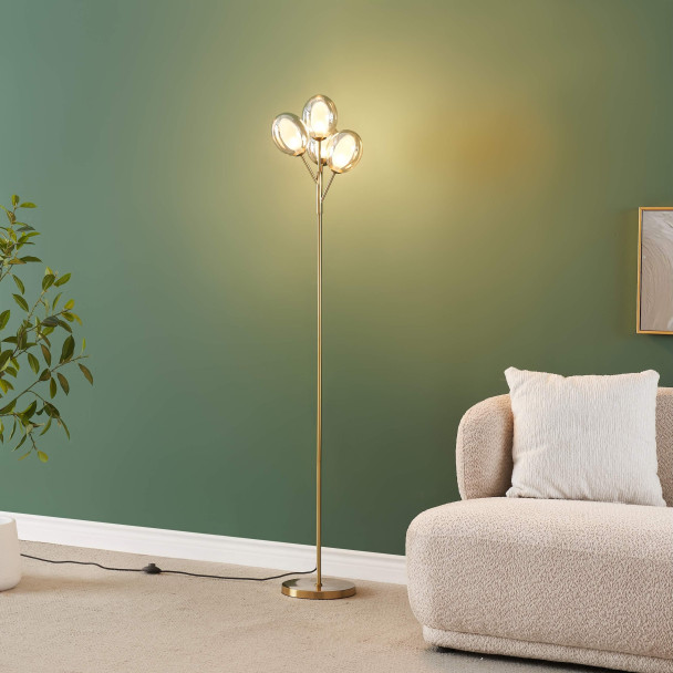 Gouden vloerlamp met glazen bollen - Seryn