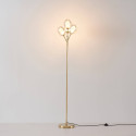 Gouden vloerlamp slank frame vier amber glazen bollen - Seryn