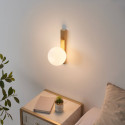 Messing wandlamp moderne glazen bol matglas - Noava