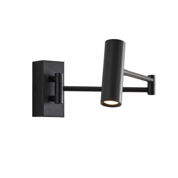Zwarte leeslamp met verstelbare arm en touch schakelaar - Rimio