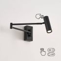 Zwarte leeslamp met verstelbare arm en touch schakelaar - Rimio