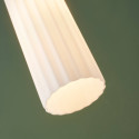 Gouden hanglamp geribbeld opaal glas - Leonora