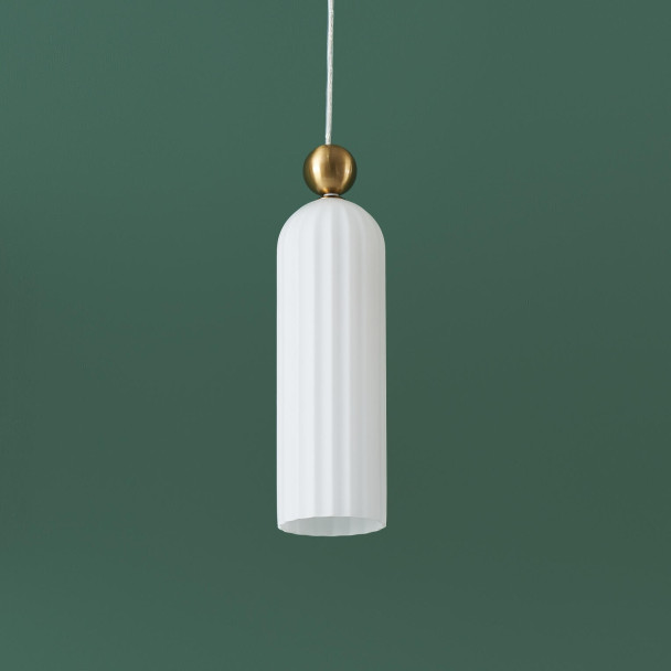 Opaal glas hangverlichting bewerkt - Leonora