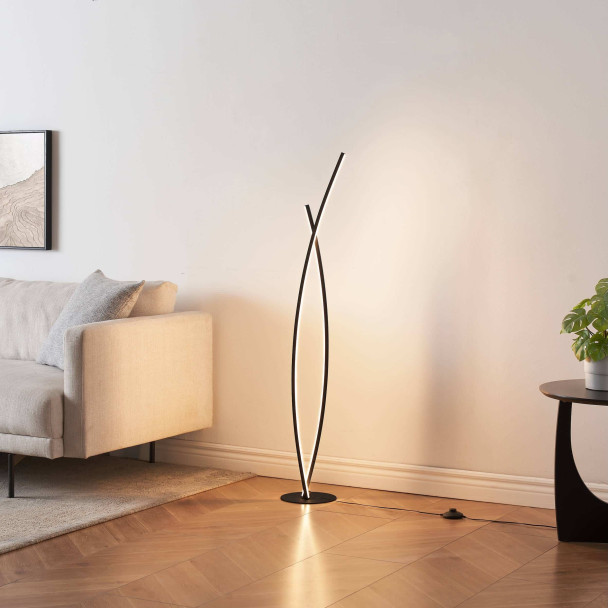 Moderne zwarte vloerlamp voor elegant interieur - Elzo