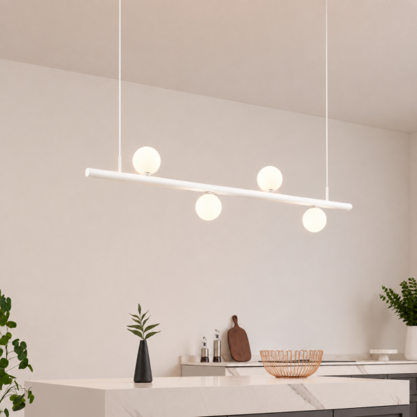 Witte hanglamp magnetisch systeem met 4 glazen...