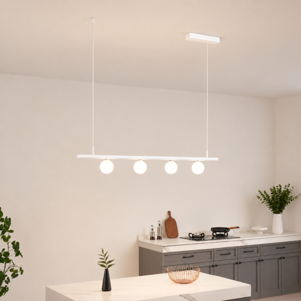 Witte hanglamp magnetisch systeem met 4 glazen...