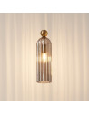 Gouden hanglamp met geribbeld rookglas - Leonora