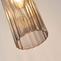 Gouden hanglamp met geribbeld rookglas - Leonora