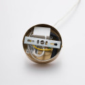 Gouden hanglamp met geribbeld rookglas - Leonora