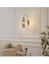 Grote gouden boog wandlamp met getextureerd rookglas - Leonora