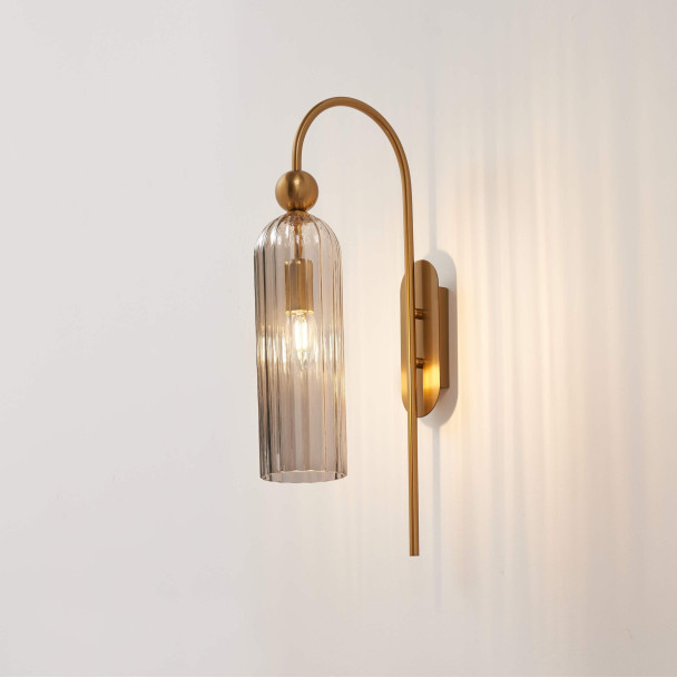 Grote gouden boog wandlamp met getextureerd...
