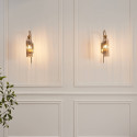 Grote gouden boog wandlamp met getextureerd rookglas - Leonora