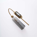 Grote gouden boog wandlamp met getextureerd rookglas - Leonora