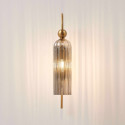 Grote gouden boog wandlamp met getextureerd rookglas - Leonora