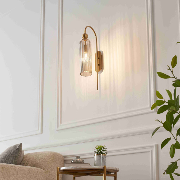 Grote gouden boog wandlamp met getextureerd...