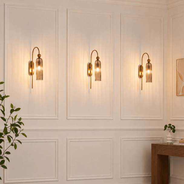 Grote gouden boog wandlamp met getextureerd...