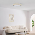 Dimbare ronde beige geribbelde plafondlamp met LED 50 cm - Facciotto