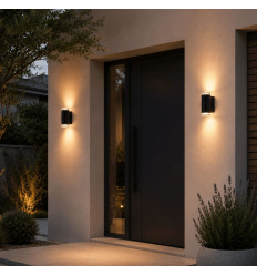 Zwarte design buitenwandlamp met dubbele lichtbundel IP65... 2