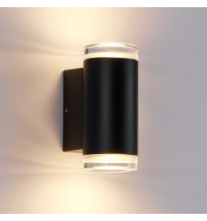Zwarte design buitenwandlamp met dubbele lichtbundel IP65...