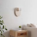 Beige wandlamp van travertijnmarmer met wit glas - Oré