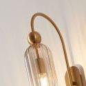 Grote gouden boog wandlamp met getextureerd rookglas - Leonora