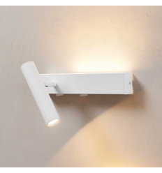 Witte bedwandlamp met leeslamp links - Lodvi - LINKS