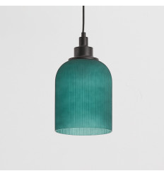 Moderne hanglamp met geribbelde petrolgroene kap - Aurore 2