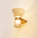 Gouden design LED wandlamp met amberkleurig glas - Antonella
