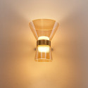 Gouden design LED wandlamp met amberkleurig glas - Antonella