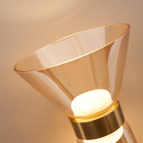 Gouden design LED wandlamp met amberkleurig...