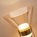 Gouden design LED wandlamp met amberkleurig glas - Antonella