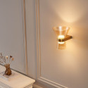Gouden design LED wandlamp met amberkleurig glas - Antonella