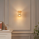 Gouden design LED wandlamp met amberkleurig glas - Antonella
