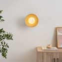 Wandlamp of spot van beige metaal en wit glas 20 cm - Senka