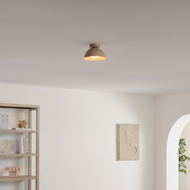 Wandlamp of spot van beige metaal en wit glas...