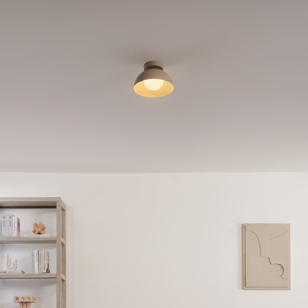 Wandlamp of spot van beige metaal en wit glas...