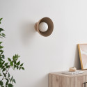 Wandlamp of spot van beige metaal en wit glas 20 cm - Senka